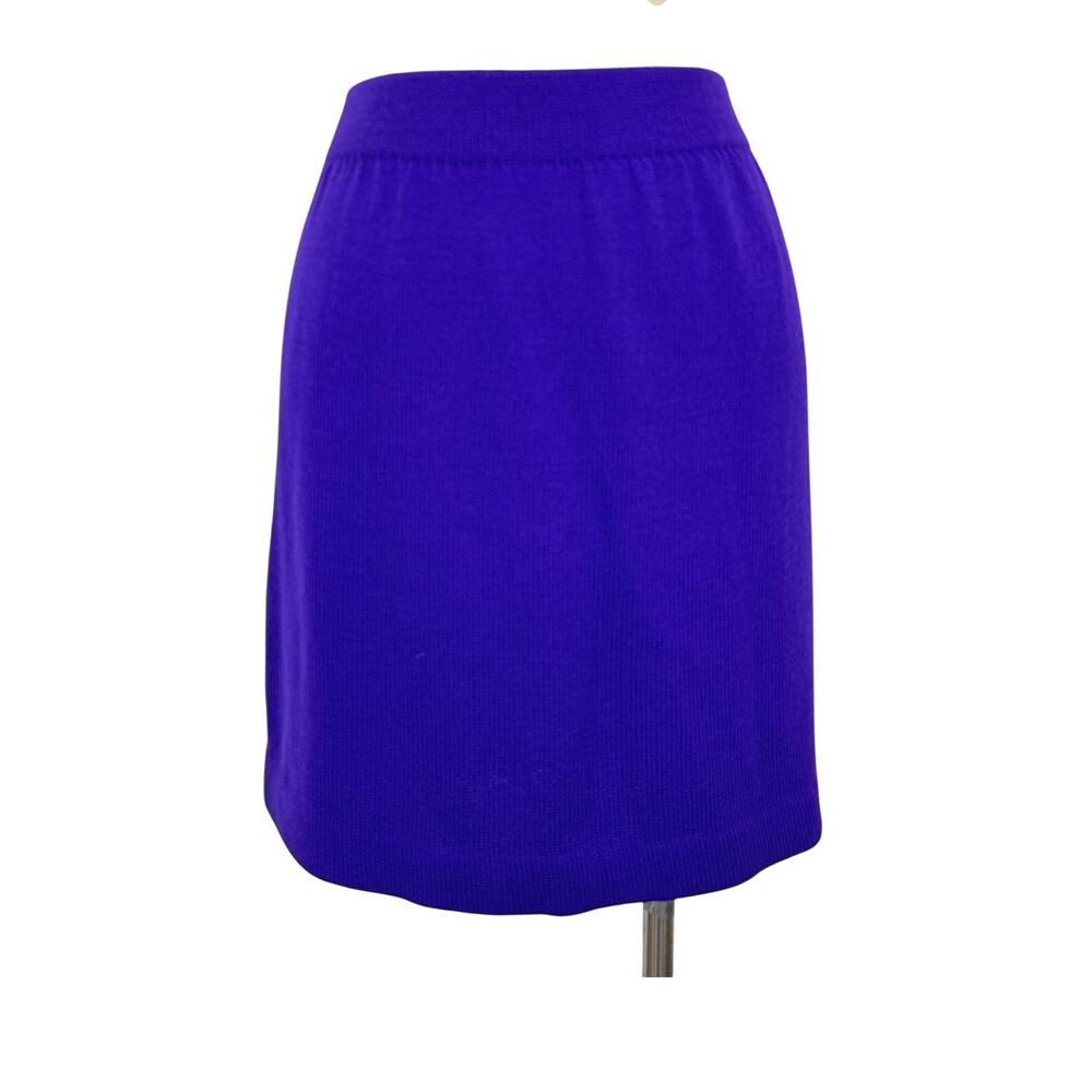 St. John Knit Pencil Mini Skirt Wool Blend Purple Santana Knit Size 12 Vintage